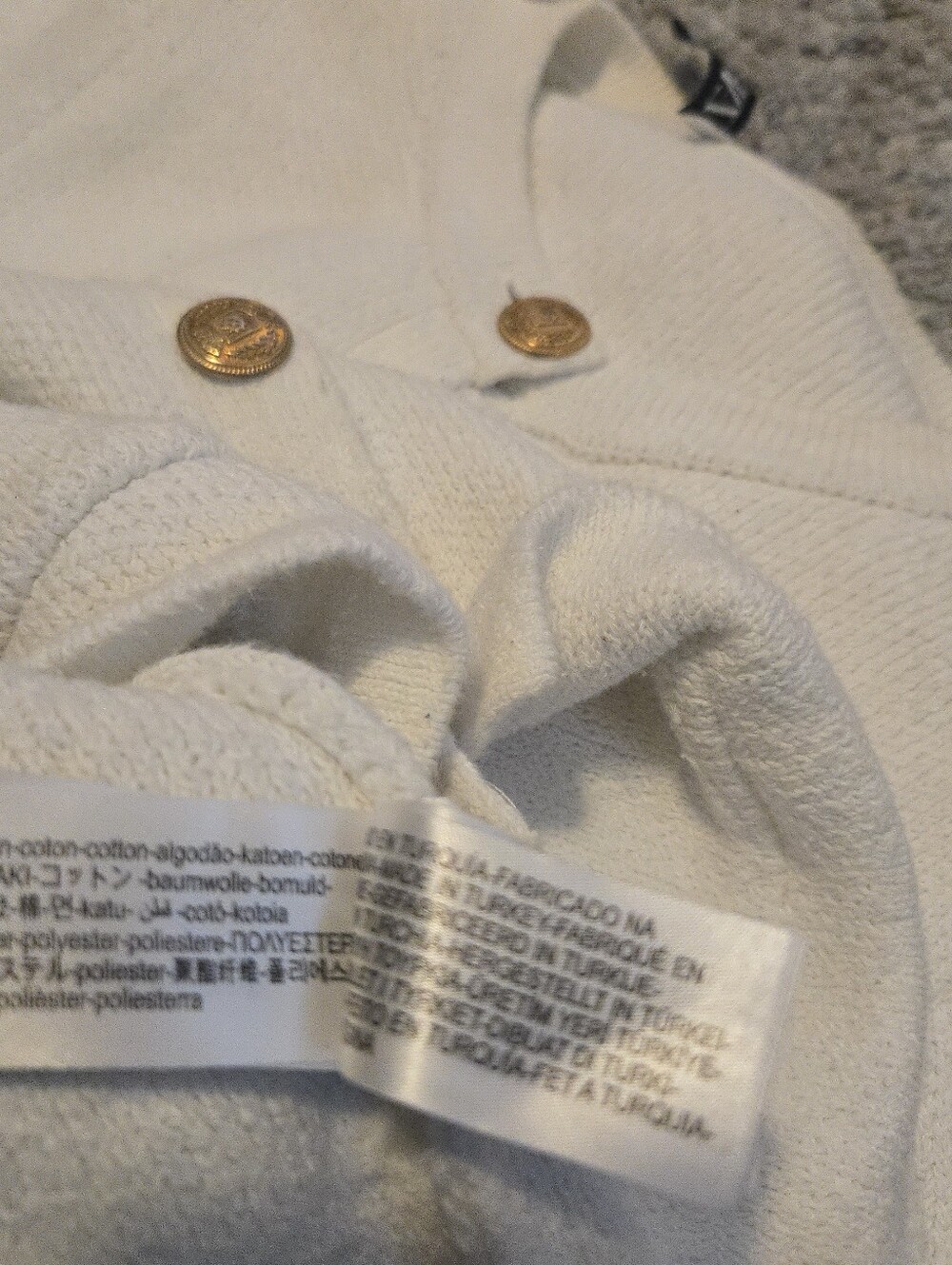 ZARA Cream Knit Cardigan Sweater Gold Crest Buttons Textured Cream Ivory Women's - Picture 7 of 8
